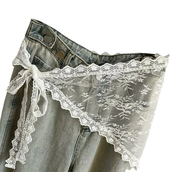 Huhudde Floral Lace Detachable Triangle Layered Skirt High Waist Korean Fashion Skirt For Women White Floral Skirt