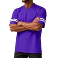 thumbnail image 4 of GrmtClth Shirt for Men Breathable Short Sleeve Tops Athletic V-Neck T-Shirt Fashion Color-Block Clothing Striped Purple XL, 4 of 5