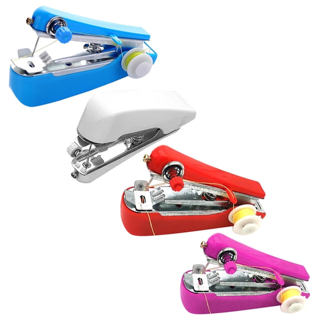 OULII 4pcs Portable Mini Sewing Machine for Home Use Red Metal for Households
