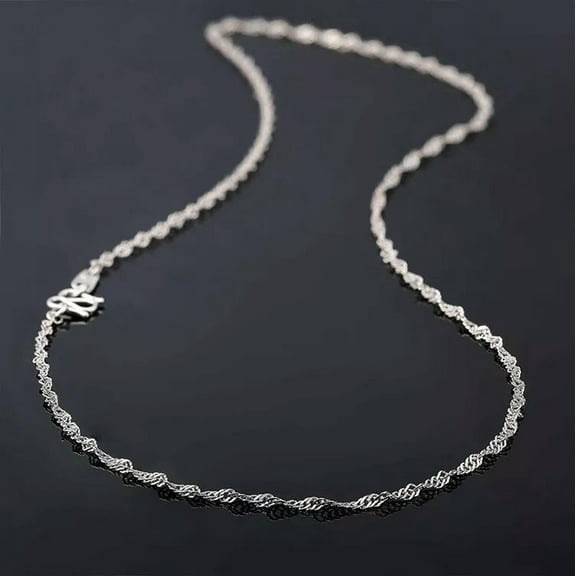 K-KED Pt950 Pure Platinum 950 Fashion Singapore Chain Woman's Lucky Necklace 17"L