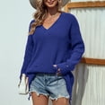 thumbnail image 5 of LYXSSBYX V-Neck Long Sleeve Sweater Tops Hot Sale Clearance for Fashion Women Solid Long Sleeve Pullove Hollow Out V-Neck Casual Sweater Tops, 5 of 5