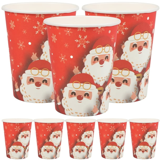 16 Uds. Vasos de papel desechables navideños, vasos para beber para fiestas navideñas, tazas de café y Chocolate para celebraciones navideñas de invierno, suministros para fiestas