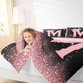 thumbnail image 2 of Manfei Girls Pink Letter Monogrammed M Bedding Comforter Set 7-Piece,Kids Teens Ribbon Bow Knot Glitter Print King Bedding Sets,Pink Reversible,Breathable Home Decor, 2 of 6