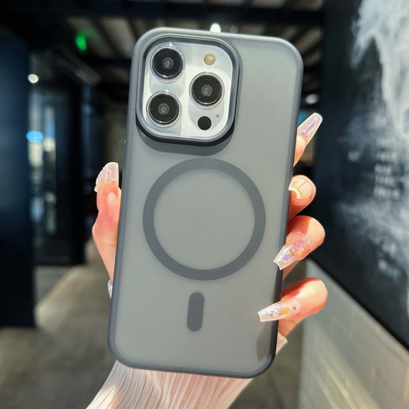 For iPhone 15 Magnetic Phone Case,Anti-fingerprint Matte Back Design,Compatible with Mag-Safe,Ultra Slim Shockproof Drop Protection Rugged Translucent Thin Fit Phone Case,Black