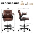 thumbnail image 2 of Wanbei Big & Tall Ergonomic High Back Leather Office Chair, Adjustable Height Flip-Up Armrest Executive Computer Chair for Standing & Counter Height Desk, Brown, 2 of 7