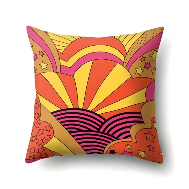 Funda De cojín De dibujos animados para dormitorio, cubierta De almohada De 45cm con diseño De arcoíris, sol y Amanecer qym unisex