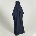 thumbnail image 5 of IBTOM CASTLE Kids Girls Long Sleeve Full Cover Hijab Kaftan Dubai Islamic Prayer Dress Abaya Muslim Hooded Robe Ramadan Clothing 8-9 Years Navy Blue, 5 of 8