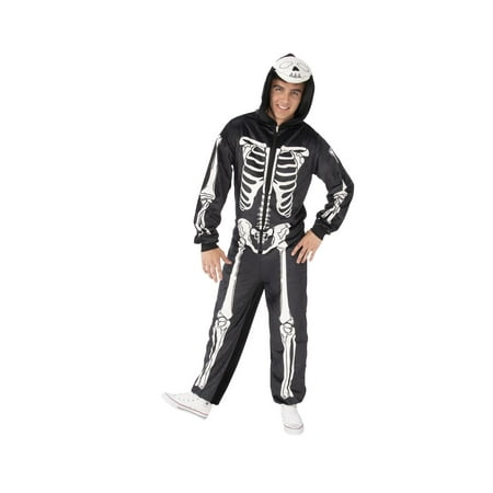 Skeleton Bones Adult Comfy Zip Up Hooded Onesie Halloween