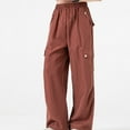 thumbnail image 3 of Byworldtasic Cargo Pants for Women Drawstring Elastic Waist Track Pants Trousers Baggy Pants Street Y2K Pants, 3 of 4