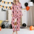 thumbnail image 2 of Liuchenyi Pajamas for Women Womens Halloween Pajamas Set 2 Piece Button Down Matching Sleepwear Fall Outfit with Fun Graphic Print for Cozy Holiday Nights At Home, 2 of 5
