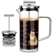 Comfome French Press Coffee Maker 12oz, Small French Press with 4 Level Filtration System, Heat Resistant Thickened Borosilicate Glass,Easy to Clean