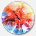 thumbnail image 1 of DesignArt Horloge Murale Rétro Palmiers Rouge Aquarelle Grande, 1 of 1