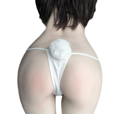 

Women Sexy Thong Panties Cute Fluffy Faux Animal Rabbit Tail T-Back Bikini G-String Anime Cosplay Underwear Lingerie