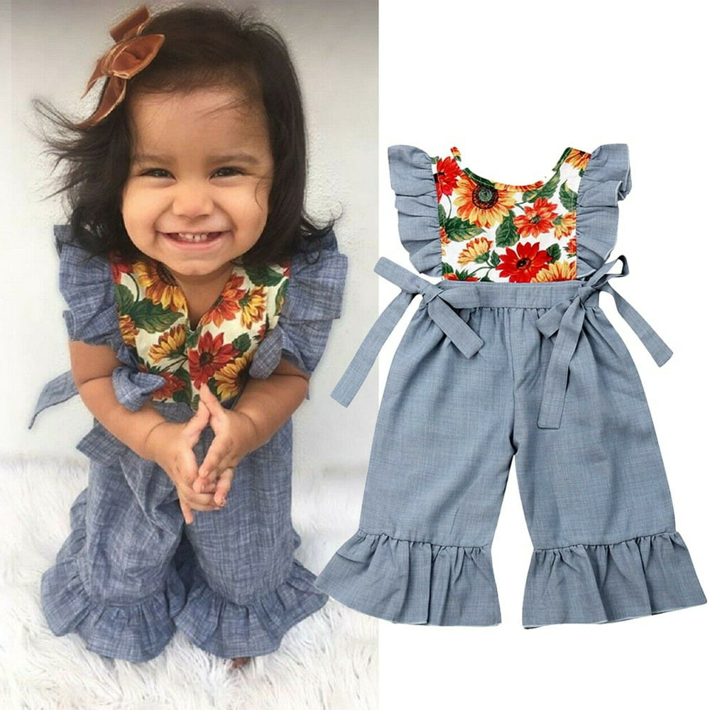 Meihuida - 1-6T Toddler Baby Girls Clothes Ruffle Sunflowers Romper ...