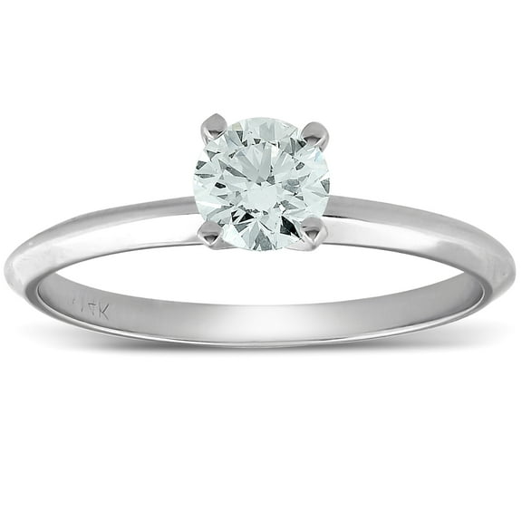 Pompeii 1/3ct Round Solitaire Diamond Engagement Ring 14K White Gold (I-J,VVS)