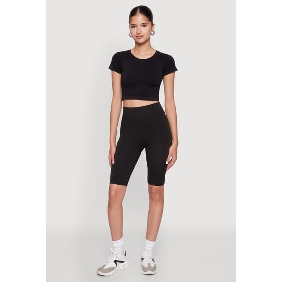 Womens Seamless Crew Neck Cropped Top