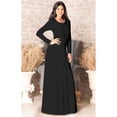 thumbnail image 2 of KOH KOH Long Sleeve Modest Fall Winter Elegant Evening Flowy Empire Waist Full Floor Length Cocktail Formal Tall Pleated Maxi Dress Gown Abaya For Women Black Small US 4-6 NT009, 2 of 7