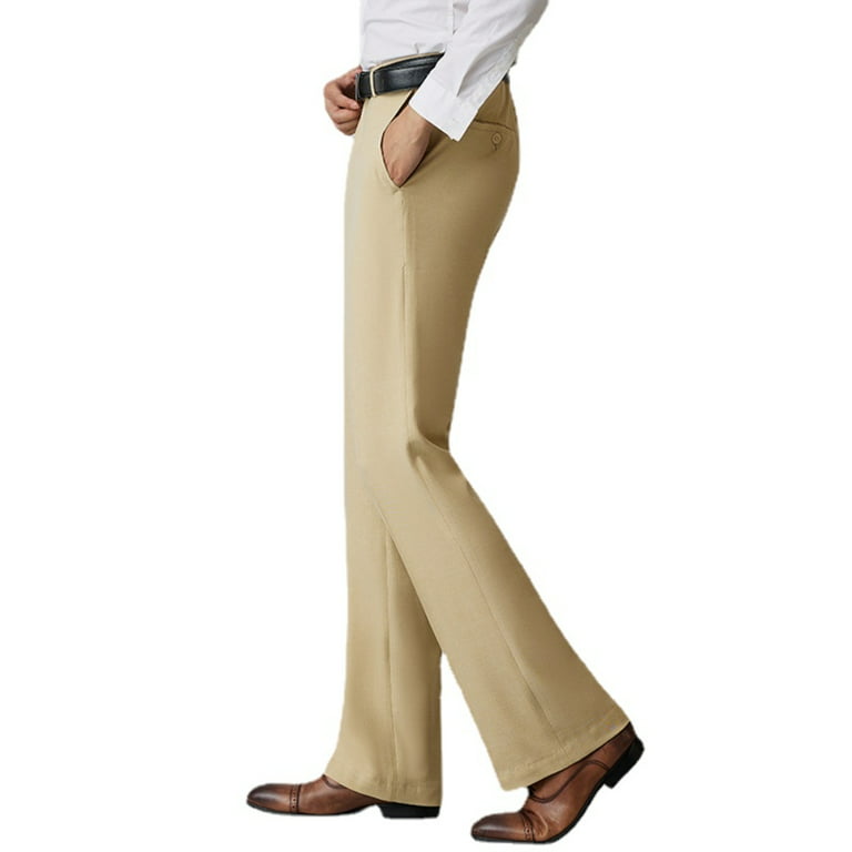 HAORUN Men Bell Bottom Flare Pant Slim Fit Breathable Stretch Formal Trouser