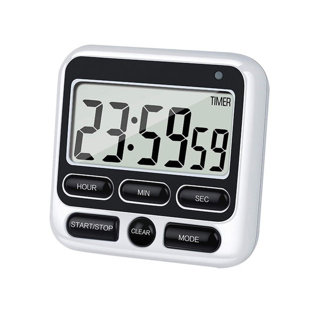 Temporizador de cocina digital con función de memoria, pantalla grande, segmentado y multifuncional. Negro