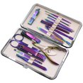 thumbnail image 2 of Professional Stainless Steel Chameleon Nail Clipper Travel & Grooming Kit Nail Tools Manicure & Pedicure Set of 15pcs with Luxurious Case(Color Changeable ）, 2 of 7
