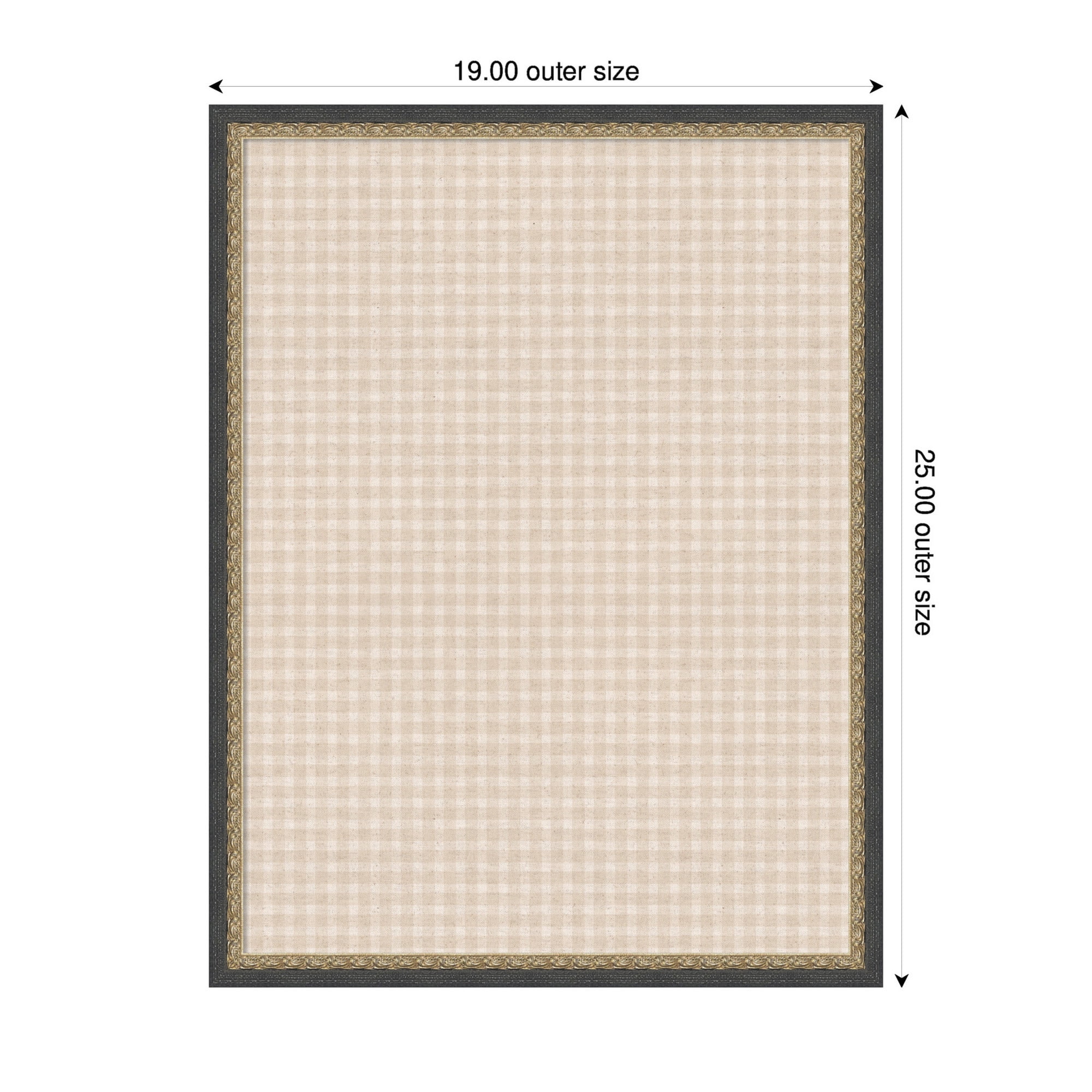 Kate and Laurel Framed Fabric Pinboard 19 x 25,  Printed Linen Decorative Bulletin Board for Use as a Vision Board or Wall Organization, Matinee Black Bronze Frame