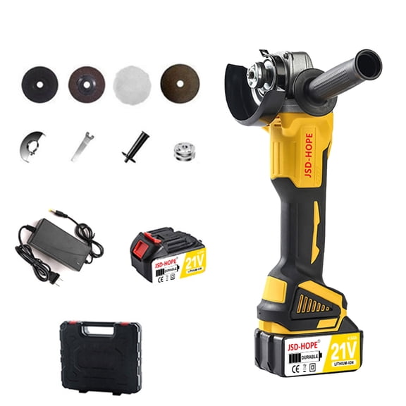 Yellow Brushless Cordless Angle Grinder, High-Power Lithium-ion Grinding and Polishing Tool