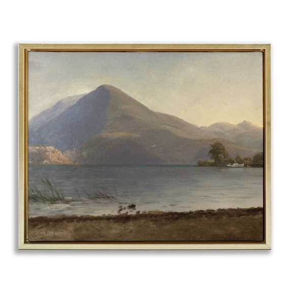 Stupell Industries French Country On the Hudson Traditional Albert Bierstadt Gold Floating Frame Canvas Art, 21 x 17, by one1000paintings