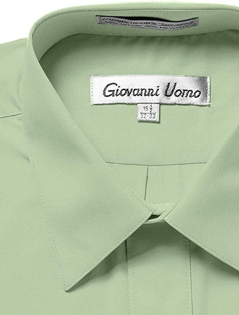 GIOVANNI UOMO Men's Traditional Fit Solid Color Dress Shirt Mint 17 36/