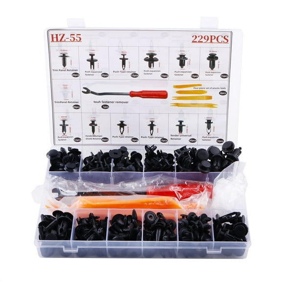 OHOB-COOL 229PCS Automotive Bumper Replacement Kit Assortment - 13 Sizes of Nylon Bumper Fender Rivets - Removal Fasteners Remover - Universal to Most Cars