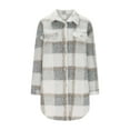 thumbnail image 4 of KIHOUT Women's Flannel Plaid Shacket Fall Oversized Long Button Down Shirt Jacket Fuzzy Trench Coat, 4 of 8