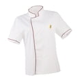 thumbnail image 3 of Uniforme de Chef Homme Femme Simple Boutonnage Manches Courtes Unisexe Manteau d'Uniforme de Chef L Rouge, 3 of 8