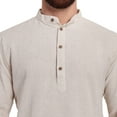 thumbnail image 4 of SKAVIJ Men's Handmade Cotton Henley Shirts with Trouser Long Sleeve Longline Summer Yoga T Shirts with Pocket (Large,Offwhite), 4 of 6