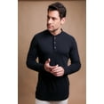 thumbnail image 2 of Men's Cottonique M17776 Latex Free Organic Cotton Long Sleeve Henley Shirt (Black M), 2 of 5