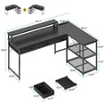 thumbnail image 2 of Sofanext 53 inch Reversible L Shaped Desk with 3 Drawers, Computer Gaming Desk with Power Outlets & USB Ports, Monitor Stand for Home Office, Corner Desk with Large Storage Space, Modern Black, 2 of 10