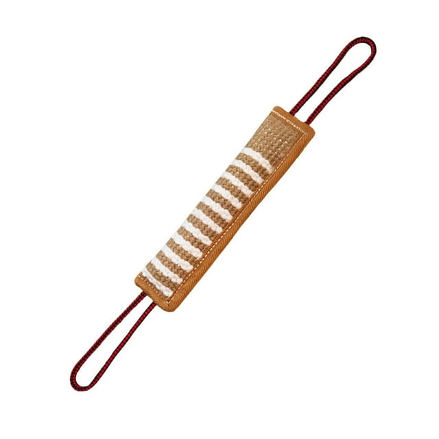 Flmtop Dog Tug Toy Striped Pattern Teeth Clean Sturdy Jute Bite Pillow Pull Stick Toy Training Tool