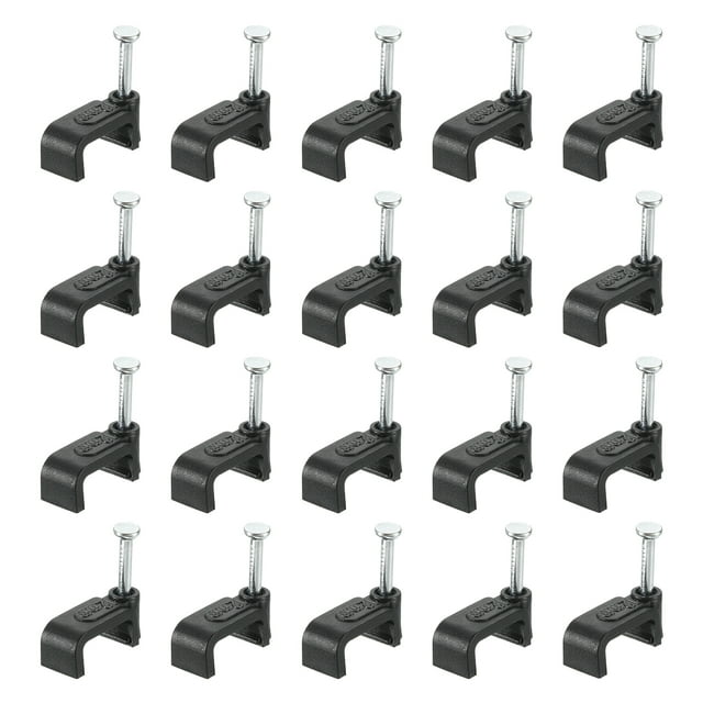 Unique Bargains Cable Clips with Steel Nail, 200Pack 12mm/0.47' Plastic Cable Wire Clips, Ethernet Cable Clips Nail in Cable Clips