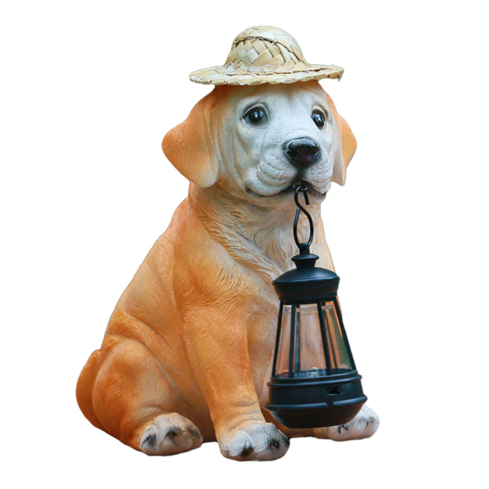 Colaxi Labrador Dog Solar Lamp Garden Statue Outdoor Decoration Waterproof Resin Sculpture for Front Yard, Patio, Porch Multipurpose