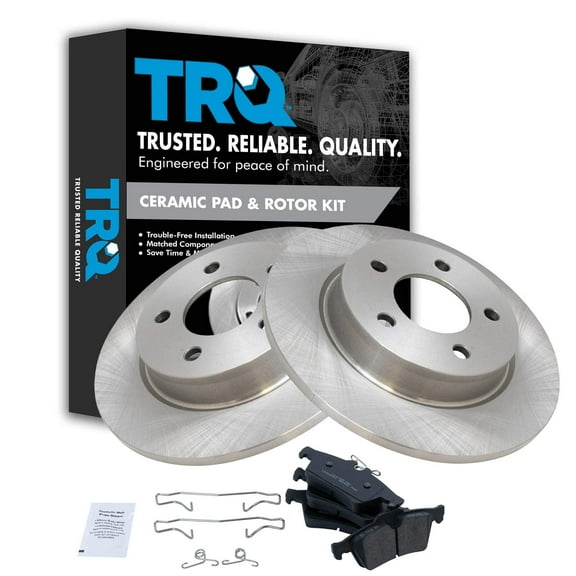 TRQ Rear Brake Pad & Rotor Kit Brake Pads Brake Rotor Ceramic Fits Select 2006-2013 Mazda 3