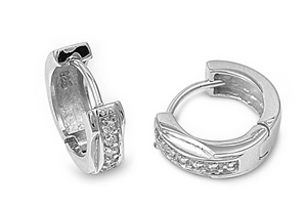 925 Silver Crystals Huggie Earrings - Jewelry Celebrity