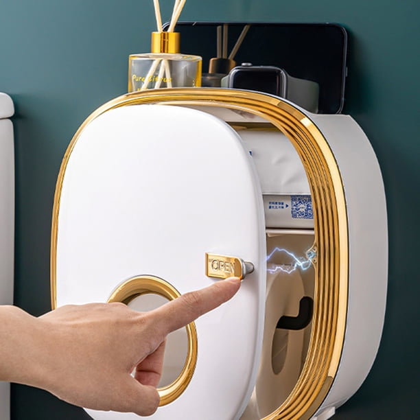 Estante de Almacenamiento para Baño, No Perforado, Montado en la Pared, Caja de Pañuelos Impermeable para Baño, Estante de Almacenamiento para Baño