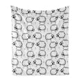 thumbnail image 1 of Funny Soft Flannel Fleece Throw Blanket, Humorous Sheep Patterns on Meadow Flower Comic Doodle Playroom Kids Art Print, Cozy Plush for Indoor and Outdoor Use, 60" x 80", Black White, by Ambesonne, 1 of 6