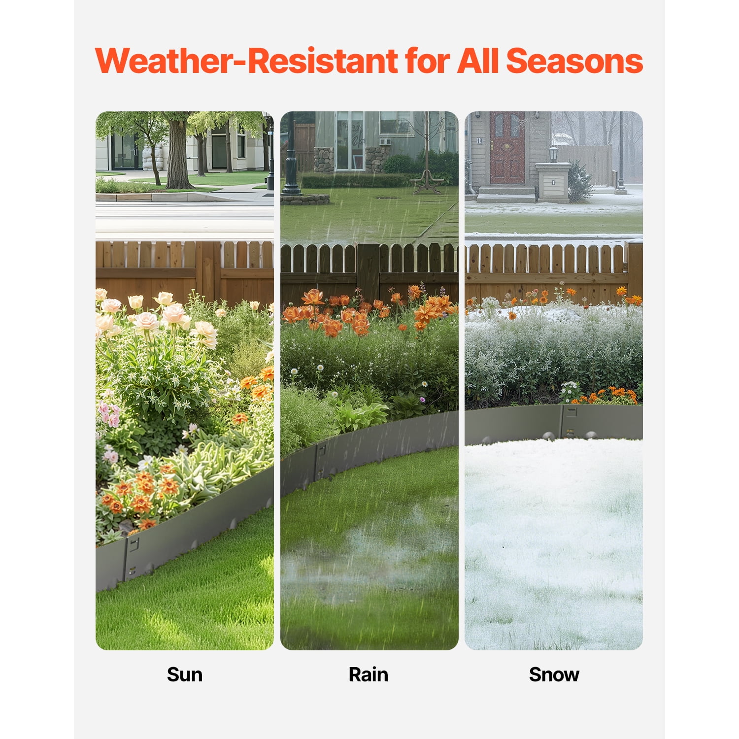 KFFKFF Iron Garden Border, Set of 5, 39 x 4 inches, Metal Landscape Edging Resistant to Rust, Flexible Garden Border Edging, Robust Lawn Divider, Simple to Set Up, Dark Gray Divider