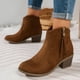thumbnail image 2 of NECHOLOGY Botas Mujer Adulto Femenino Zapatos Botines mujer Botas de tacón grueso con cremallera y borlas de ante liso Retro a la moda para mujer (Brown, 8.5), 2 of 7