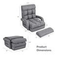 thumbnail image 4 of Indoor Chaise Lounge Sofa, Folding Lazy Sofa Floor Chair w/Adjustable Backrest Lumbar Pillow, Lounger Bed with Armrests (Grey), 4 of 6