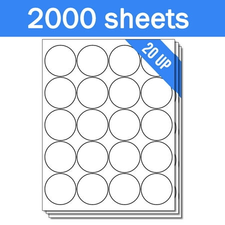 Round Laser Labels - OfficeSmartLabels 2 inch Round Labels for Laser Inkjet ( 20 Labels Per Sheet, White, 50 Sheets )