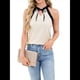 thumbnail image 2 of Blusas Sin Mangas con Cuello en V y Cordones para Mujer, Elegantes, de Oficina, con Bloques de Color, Informales, 2025. Albaricoque XL, 2 of 10