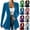 Blue, variant on Women's Solid V Neck Velvet Blazer Cardigan Single Button Fitted Flare Hem Long Sleeve Elegant Jacket