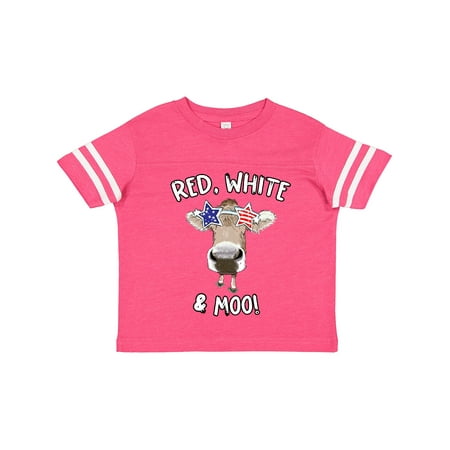 

Inktastic 4th of July Red White & Moo Patriotic Cow in Shades Gift Toddler Boy or Toddler Girl T-Shirt