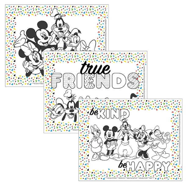 Juego de 24 manteles individuales desechables ColorMe de Disney Baby by J.L. Childress, manteles individuales de papel adhesivos con divertido mantel para mesa con bandeja de avión para colorear