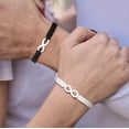 thumbnail image 2 of Par de pulseras con el signo del infinito de acero inoxidable, pulsera trenzada hecha a mano para parejas, tú y él, pareja para hombres y mujeres, hermanas, 2 of 5